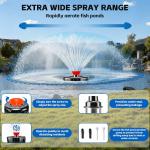 Pond Fountain Aerator 1HP 750W 110V/15000 GPH Floating Fountain Pump, 120FT Powe