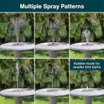 AUSTRAM Solar Fountain for Bird Bath 3W with 6 Spray Nozzles, Birdbath Bubbler Spray, Small Pump for Bird Bath, Solar Water Fountain, Floating Pump for Pond, Pool, Garden, Fish Tank, and Outdoor Use