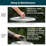 AUSTRAM Solar Fountain for Bird Bath 3W with 6 Spray Nozzles, Birdbath Bubbler Spray, Small Pump for Bird Bath, Solar Water Fountain, Floating Pump for Pond, Pool, Garden, Fish Tank, and Outdoor Use