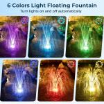 Floating Pond Fountain with RGB LED Lights