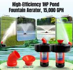 1HP Floating Pond Fountain Aerator Pump 15000 GPH