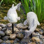 Set of 2 Large Koi Fish Pond Statues