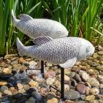 Set of 2 Large Koi Fish Pond Statues