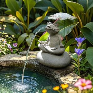 Resin Frog Pond Spitter Water Fountain Attachment
