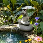 Resin Frog Pond Spitter Water Fountain Attachment