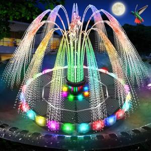 Solar Bird Bath Fountain with LED Lights & Nozzles
