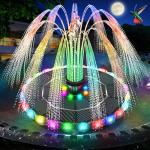 Solar Bird Bath Fountain with LED Lights & Nozzles