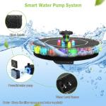 Solar Bird Bath Fountain with LED Lights & Nozzles