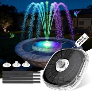 Solar Bird Bath Fountain Pump with LED Light
