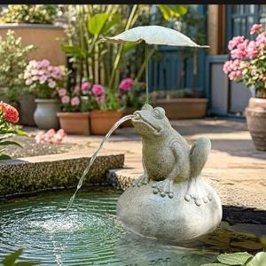 Resin Frog Water Spitter for Ponds and Gardens