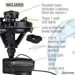 Pond Boss Floating Fountain with Lights, 50' Cord