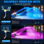 Solar Fountain with Light Show and Adjustable Sprays