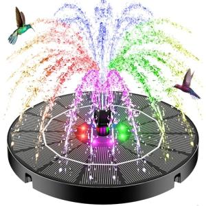 Solar Water Fountain with LED Lights and 7 Nozzles