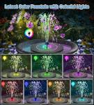 Solar Water Fountain with LED Lights and 7 Nozzles