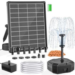 Solar Fountain Pump with Battery and Nozzles