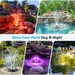 Anfraer RGB Floating Pond Fountain with LED Lights
