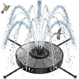 Solar Fountain with Adjustable Spray Heights and Nozzles