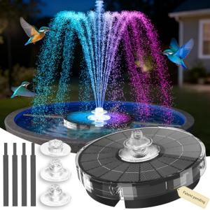 Solar Bird Bath Fountain Pump with Lights