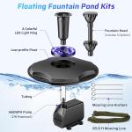Floating Pond Fountain with LED Lights and Pump