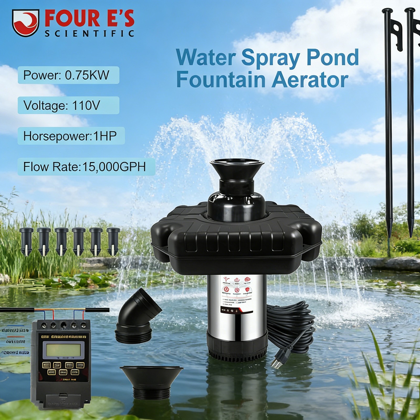 750W High Power Pond Aerator Fountain System