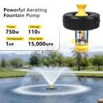 Powerful 1HP Floating Pond Fountain Aerator 15000 GPH
