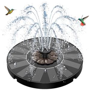 Solar Bird Bath Fountain with 7 Nozzles