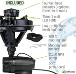 Pond Boss 1/4 HP Floating Fountain with LED Lights