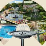 AISITIN Solar Bird Bath Fountain with 6 Nozzles