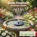 AISITIN Solar Bird Bath Fountain with 6 Nozzles