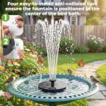 AISITIN Solar Bird Bath Fountain with 6 Nozzles