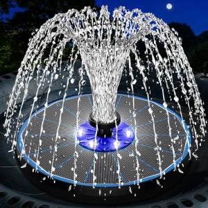 Solar Fountain with LED Light and 7 Nozzles