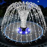 Solar Fountain with LED Light and 7 Nozzles