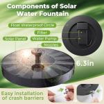 AISITIN Solar Fountain with 6 Nozzles for Gardens