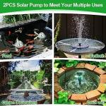 2 Pack Solar Bird Bath Fountain Pump with Nozzles