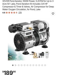 VEVOR 550W Pond Aerator for 3 Acres