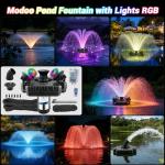 1HP Floating Pond Fountain with Dynamic RGB Lights