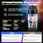 1HP Floating Pond Fountain with Dynamic RGB Lights