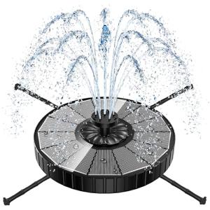 Solar Fountain with 7 Nozzles and Adjustable Height
