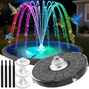 Solar Bird Bath Fountain with Pump and Lights