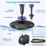 Floating Pond Fountain with LED Lights and Pump