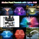 Floating Pond Fountain with LED Lights and Pump
