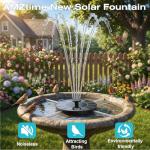 Solar Fountain Pump with 6 Nozzles for Bird Baths