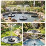 Solar Fountain Pump with 6 Nozzles for Bird Baths