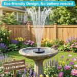 Solar Fountain for Bird Bath with 6 Nozzles