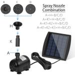 Yeomi Solar Bird Bath Fountain Pump with Nozzles