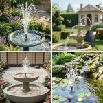 Yeomi Solar Bird Bath Fountain Pump with Nozzles