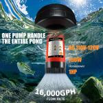1HP Floating Fountain Pump with Timer, 16000 GPH