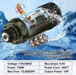 1HP Pond Fountain Aerator with Color-Changing LEDs