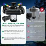 1HP Pond Fountain Aerator with Color-Changing LEDs