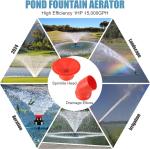 1HP Floating Stainless Steel Pond Fountain Aerator